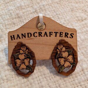 Wooden Dogwood Floral Earrings